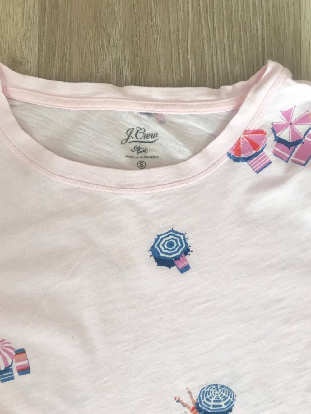 ☀️ J.Crew Pink Summer Tee | Aerial Allover Beach Umbrella Print | 100% Cotton SM